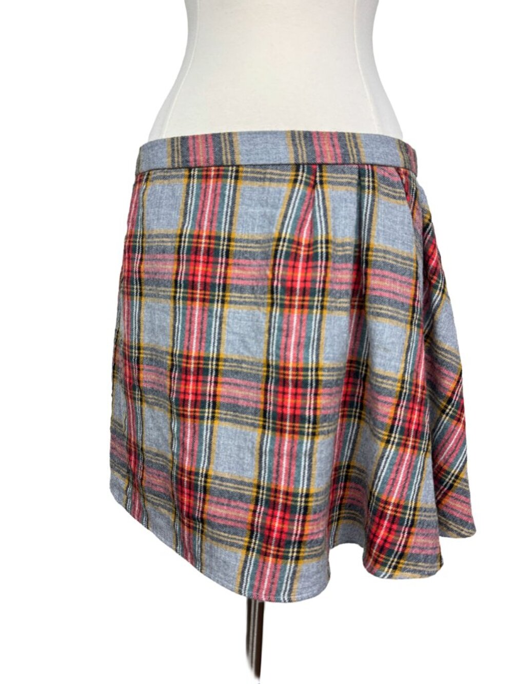 J Crew Plaid Tartan 100% Wool Low-Waist Single Pleat Mini Skirt Size 4